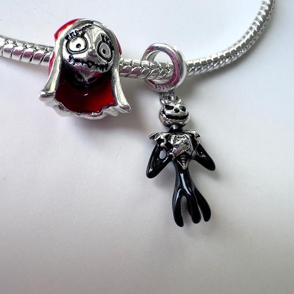Nightmare Before Christmas Sally Jack Skellington Charm Bracelet Pandora Style - Picture 2 of 9